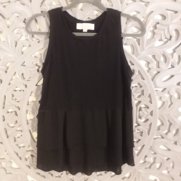 LOFT Black Ruffle Tank - Picture 3 of 8